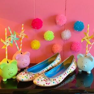 Coach Rainbow Blue Polka Dot Brooke Ballet Flats